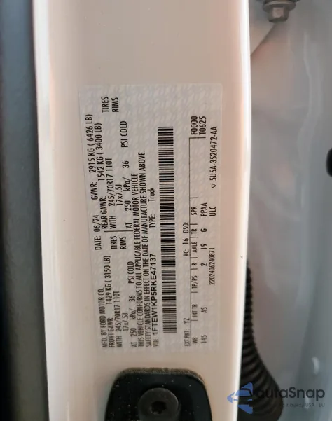 2024 Ford F150 Xl z USA, uszkodzony, nr VIN 1FTEW1KP5RKE47137